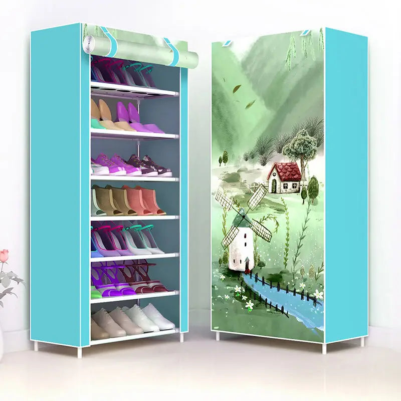 Simple Multilayer Shoe Rack Space Saving Stand Holder Easy to Install Nonwoven Shoe Shelves Hallway Entryway Shoe Rack Organizer