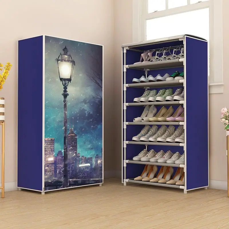 Simple Multilayer Shoe Rack Space Saving Stand Holder Easy to Install Nonwoven Shoe Shelves Hallway Entryway Shoe Rack Organizer