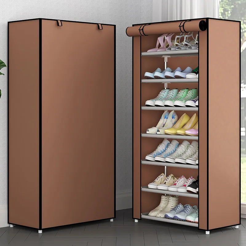 Simple Multilayer Shoe Rack Space Saving Stand Holder Easy to Install Nonwoven Shoe Shelves Hallway Entryway Shoe Rack Organizer